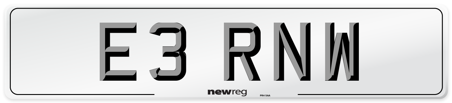 E3 RNW Number Plate from New Reg